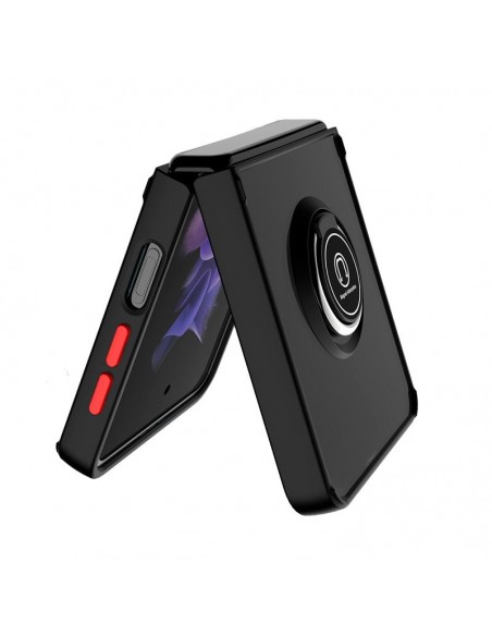 Carcasa reforzada cama TPU Samsung F926 Galaxy Z Flip 3 negra con anilla