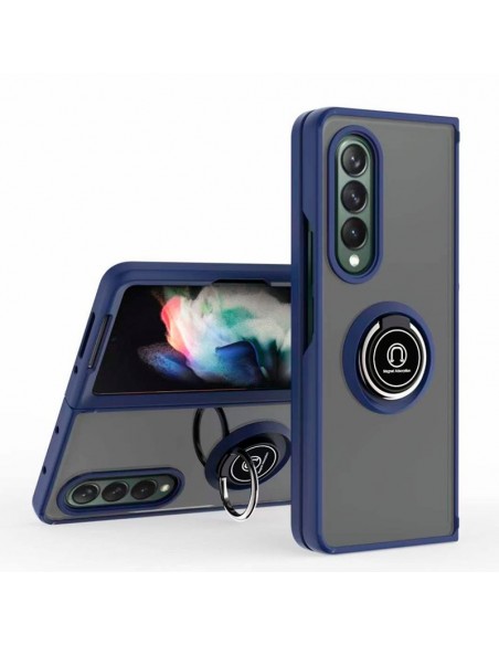 Carcasa reforzada cama TPU Samsung F926 Galaxy Z Fold 3 azul con anilla