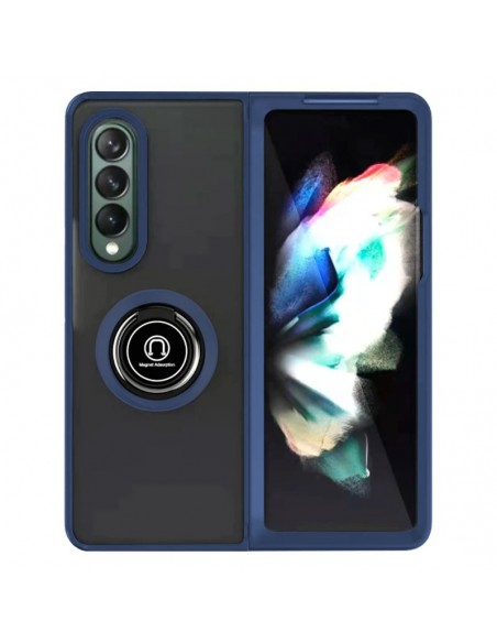 Carcasa reforzada cama TPU Samsung F926 Galaxy Z Fold 3 azul con anilla