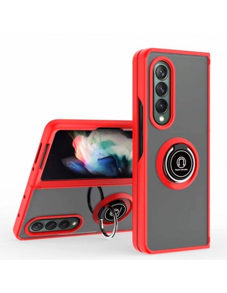 Carcasa reforzada cama TPU Samsung F926 Galaxy Z Fold 3 roja con anilla