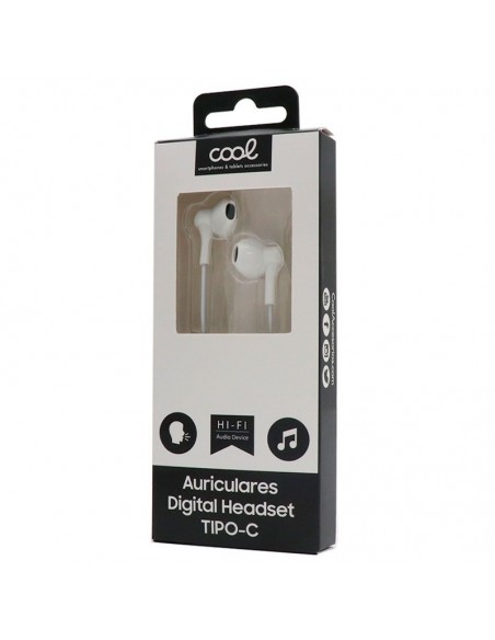 Auriculares digitales manos libres de botón Cool estereo tipo C blancos