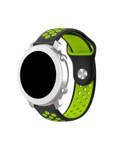 Correa goma universal 22mm Amazfit GTR / Stratos / Huawei / Samsung / COOL Bristol / Sunset negra y verde