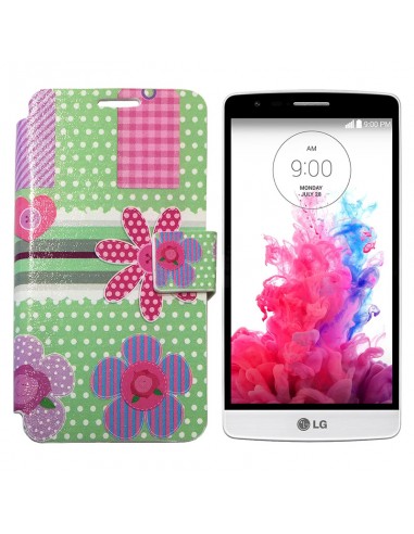 Funda libro soporte cartera LG G3 S Mini / Beat diseño Verde Lunares Flores