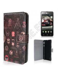 Funda libro soporte cartera LG Optimus F5 / L7 4G LTE diseño Bat (Murciélagos)