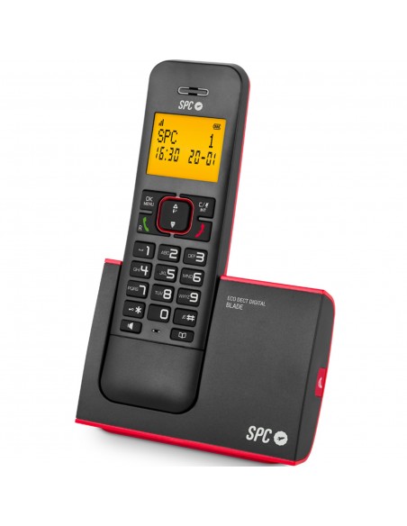 Teléfono fijo DECT inalámbrico SPC Blade 7290r con manos libres negro y rojo