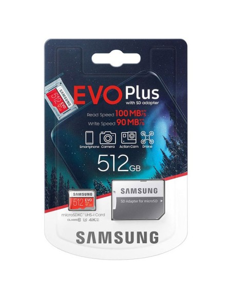 Tarjeta memoria microSD XC Samsung Evo Plus 2020 512 GB clase 10 100MB/s con adaptador