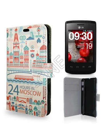 Funda libro cartera LG L1 II (E410) diseño 24h Moscú
