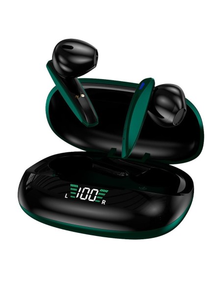 Auriculares bluetooth estéreo TWS con pantalla LCD Cool Shadow verdes