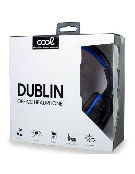 Auriculares estéreo manos libres de oficina con micro COOL Dublin negros y azules