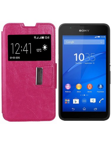 Funda libro soporte TPU Sony Xperia E4G rosa