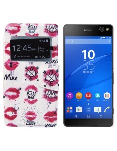 Funda libro soporte TPU Sony Xperia C5 Ultra diseño Kiss