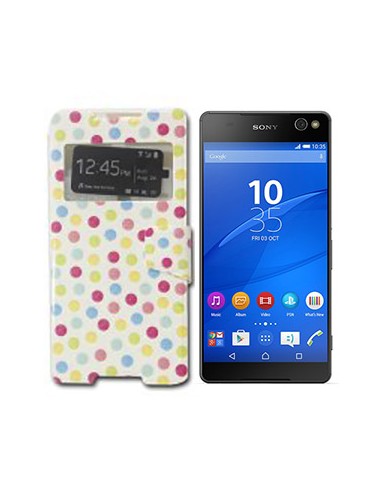 Funda libro soporte TPU Sony Xperia C5 Ultra diseño Lunares