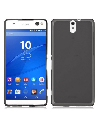 Funda gel TPU mate Sony Xperia C5 Ultra negra o gris humo