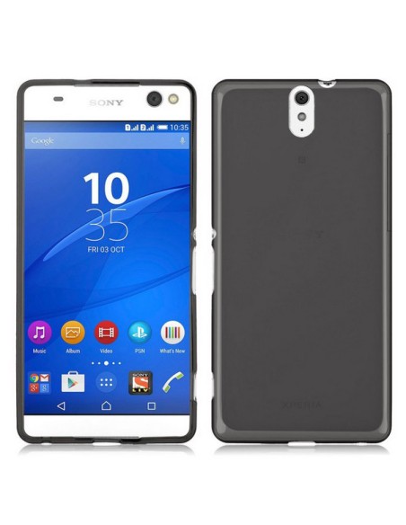 Funda gel TPU mate Sony Xperia C5 Ultra negra o gris humo