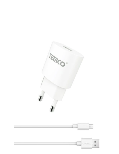 Cargador de red conector Micro-B TEMCO universal 2.1A carga rápida lote 2 en 1 blanco