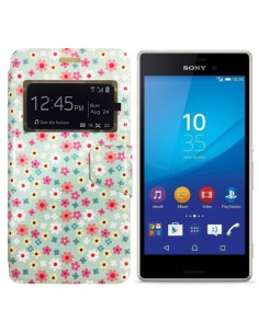 Funda libro soporte TPU Sony Xperia M4 Aqua diseño Flores