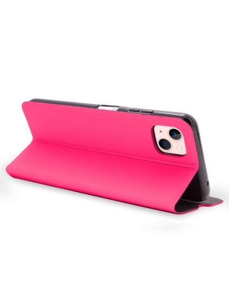 Funda libro soporte iPhone 13 Elegance rosa fucsia