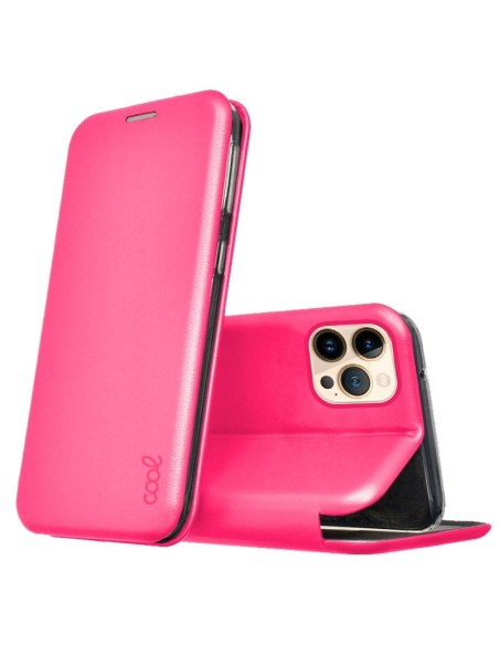 Funda libro soporte iPhone 13 Pro Max Elegance rosa fucsia