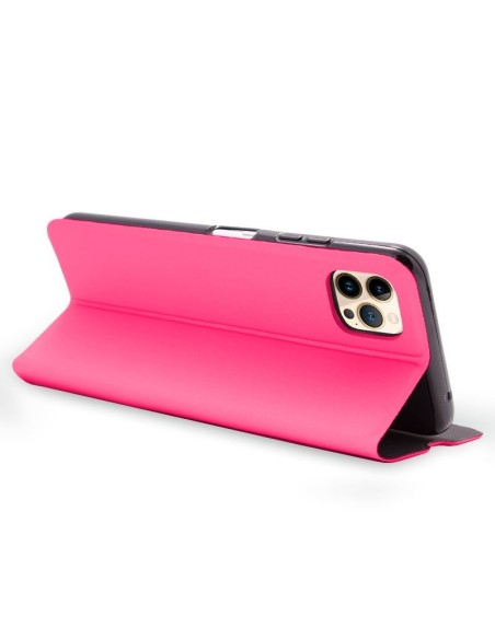 Funda libro soporte iPhone 13 Pro Max Elegance rosa fucsia