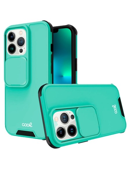Carcasa TPU tapa cámara iPhone 13 Pro reforzada verde menta