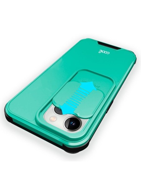 Carcasa TPU tapa cámara iPhone 13 Pro reforzada verde menta