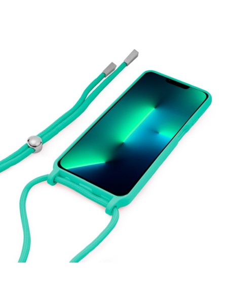 Carcasa TPU reforzado iPhone 13 Pro cordón verde menta