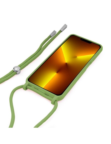 Carcasa TPU reforzado iPhone 13 Pro Max cordón verde pistacho