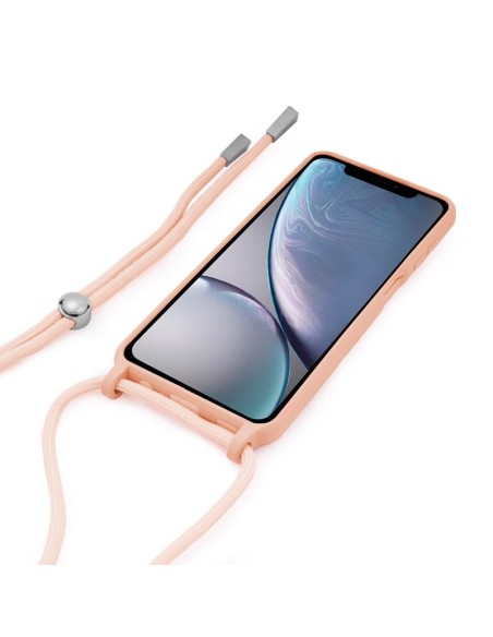 Carcasa TPU reforzado iPhone XR cordón rosa palo