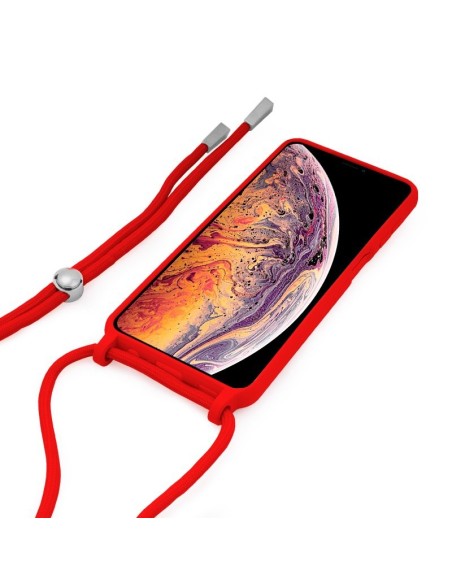 Carcasa TPU reforzado iPhone XS Max cordón roja