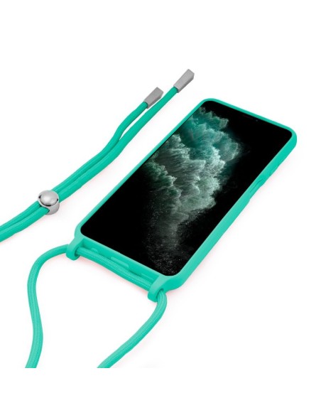 Carcasa TPU reforzado iPhone 11 Pro Max cordón verde menta