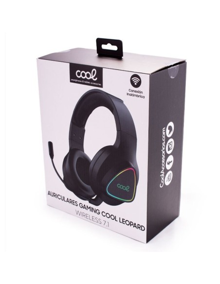 Auriculares inalámbricos estéreo de videojuego para PC / PS4 / PS5 / Xbox COOL Leopard 7.1 negros