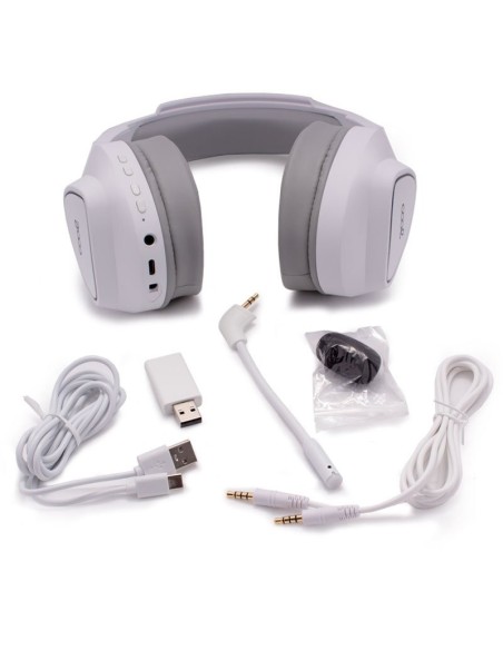 Auriculares inalámbricos estéreo de videojuego para PC / PS4 / PS5 / Xbox COOL Leopard 7.1 blancos