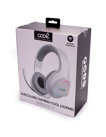 Auriculares inalámbricos estéreo de videojuego para PC / PS4 / PS5 / Xbox COOL Leopard 7.1 blancos
