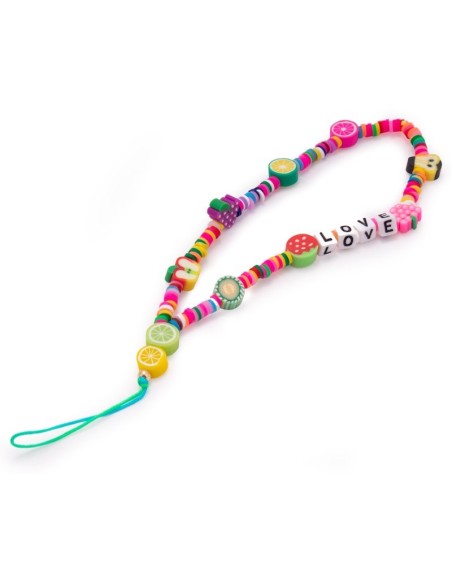 Colgante pulsera cuentas universal para smartphone diseño Love frutas