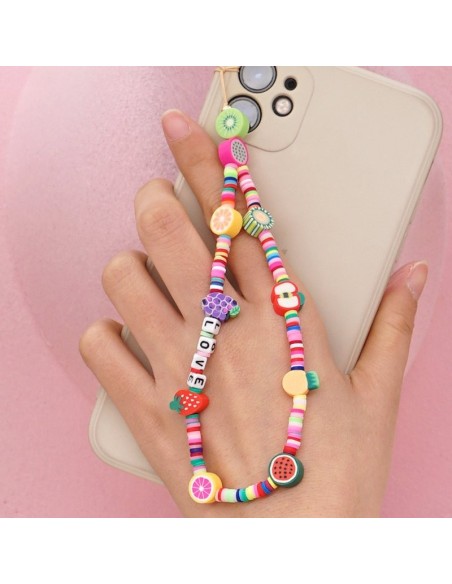 Colgante pulsera cuentas universal para smartphone diseño Love frutas