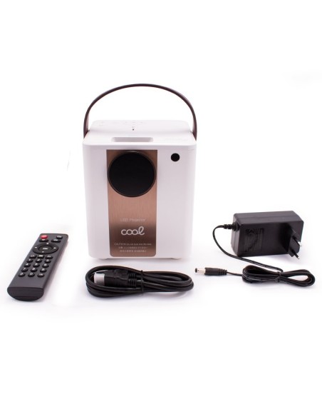 Proyector compacto COOL Rainbow 3000 lúmenes con altavoz integrado + HDMI/SD/USB + MiraCast y AirPlay (Blanco)