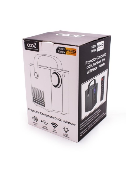 Proyector compacto COOL Rainbow 3000 lúmenes con altavoz integrado + HDMI/SD/USB + MiraCast y AirPlay (Blanco)