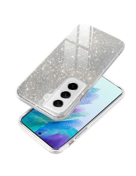 Carcasa TPU Samsung G990B Galaxy S21 FE purpurina plata