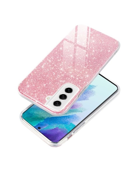 Carcasa TPU Samsung G990B Galaxy S21 FE purpurina rosa