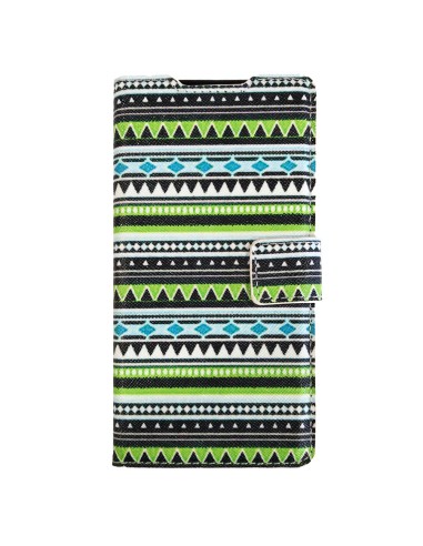 Funda libro soporte TPU Sony Xperia Z2 diseño cenefas verdes