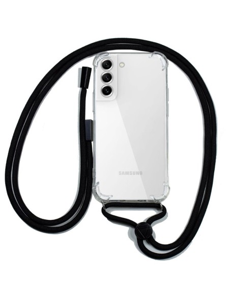 Carcasa reforzada TPU transparente Samsung G990B Galaxy S21 FE cordón negro