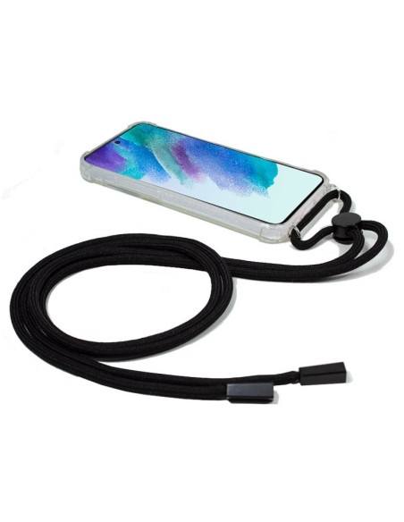 Carcasa reforzada TPU transparente Samsung G990B Galaxy S21 FE cordón negro