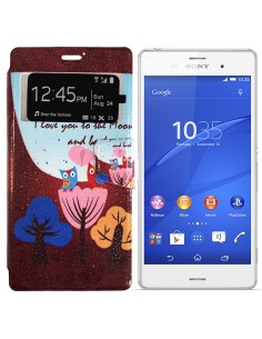 Funda libro soporte Sony Xperia Z3 diseño Búhos noche