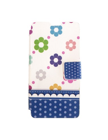 Funda libro soporte TPU Sony Xperia Z3 Compact diseño Flores franja azul
