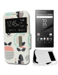 Funda libro soporte TPU Sony Xperia Z5 Premium diseño flor turquesa