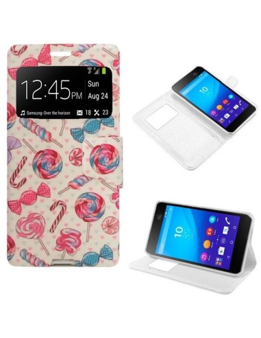 Funda libro soporte TPU Sony Xperia M5 diseño Dulces (Sweets)