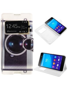 Funda libro soporte TPU Sony Xperia M5 diseño Cámara Retro