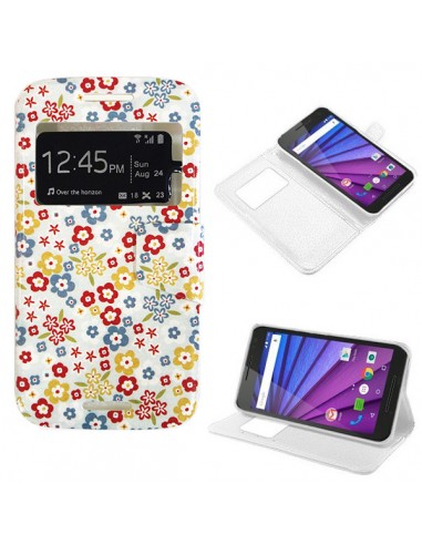 Funda libro soporte TPU Motorola Moto G 3ª Generación diseño Flores