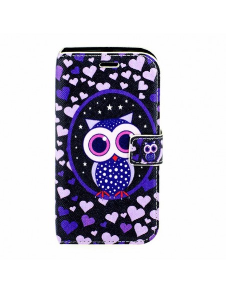 Funda libro soporte TPU Motorola Moto G 2ª Generación (2014) diseño Búho Corazones