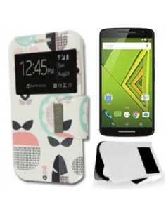 Funda libro soporte TPU Motorola Moto X Play diseño Flor Turquesa